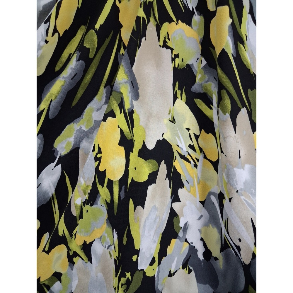 Jones Studio Separates Womens 1X Blouse Cowl Neck Sleeveless Floral Black Yellow - Picture 8 of 8